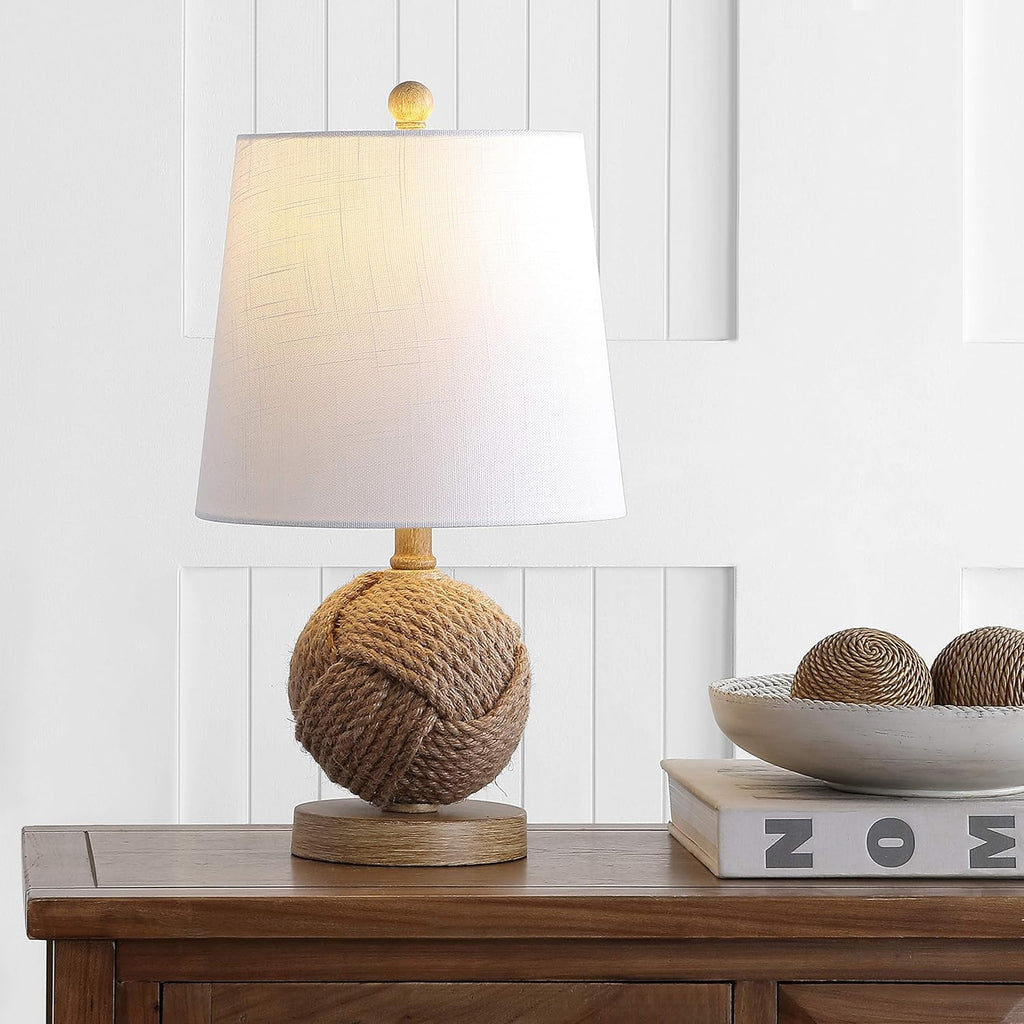 18-Inch Natural Monkey's Fist Rope Ball LED Table Lamp