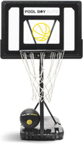 All-In-One Pool Basketball Hoop - Includes Composite Basketball. Air Pump. & Tools - Matte Black Heavy Duty Set - Adjustable Poolside Basketball Goal - Made for Kids. Teens. & Adults